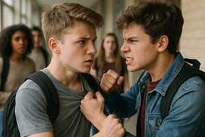 two teens fighting
