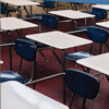 desks in empty classroom